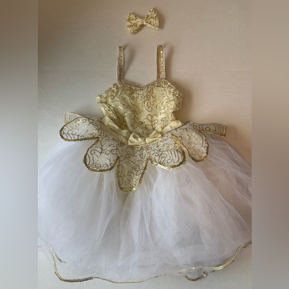 Revolution Gold and White Kids Dance Costume